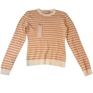 Keepsake Striped Peach Cream Sweater M NWT | Merino Wool Cashmere Knit